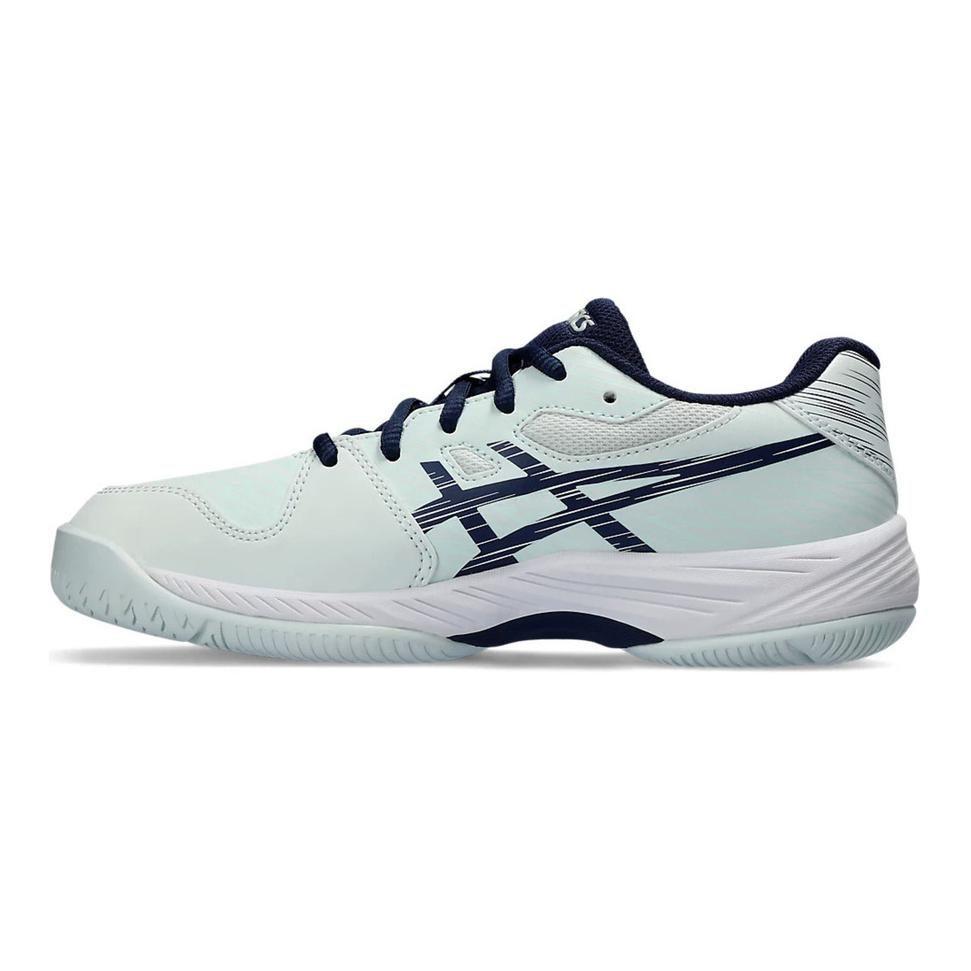 Asics Кроссовки для тренировок Gel Game 9, низкие, синтетическая кожа, для детей, светло-зеленый, синий, детские, 1044A052-300