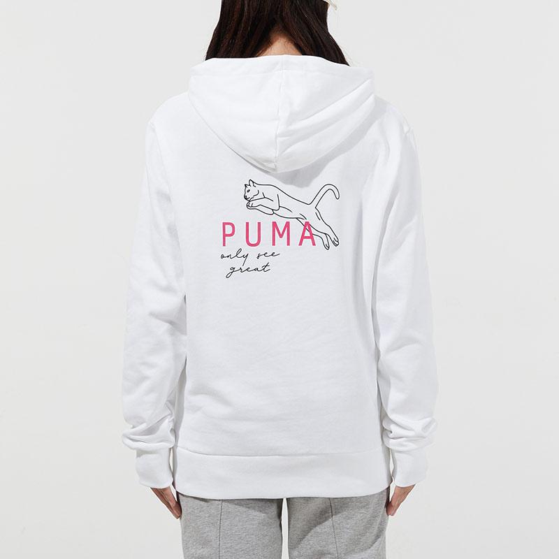 Puma Logo Print Sport Hoodie With Drawstring Женские топы Белый 534417-02