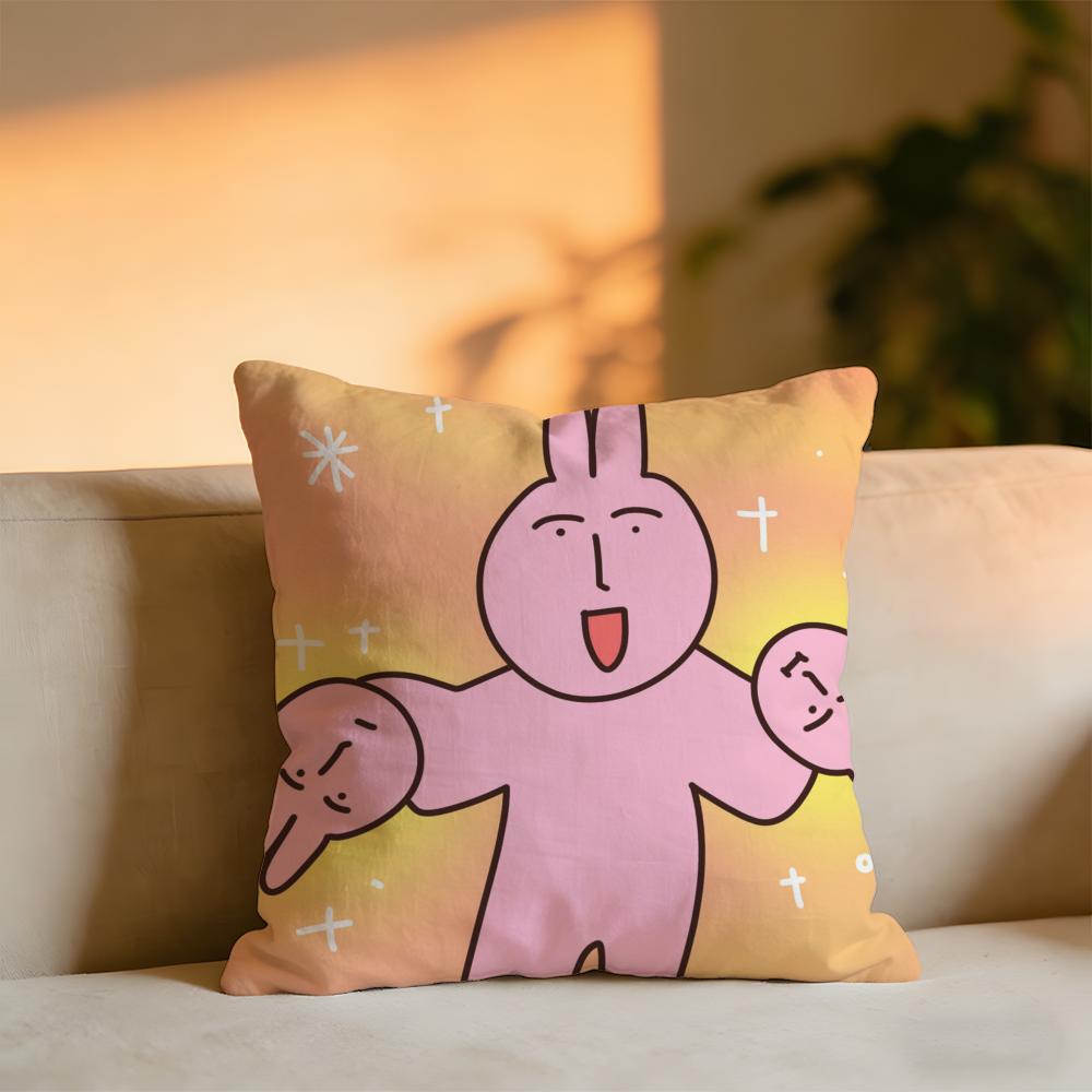 Pink Bunny Cue Cushion Cover Cozy Velvet Throw PillowSoft Warm Cushion For Sofa  Bed