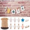 Pandahall 100pcs White Heart Clothespins Wooden Photo Paper Peg Pin Craft Clips with 10.9 Yards Natural Jute Twine for Paper Photo Display Hanging