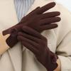 Velvet Winter Suede Gloves Soft Women Cycling Mittens Skiing Pu Leather Gloves Autumn