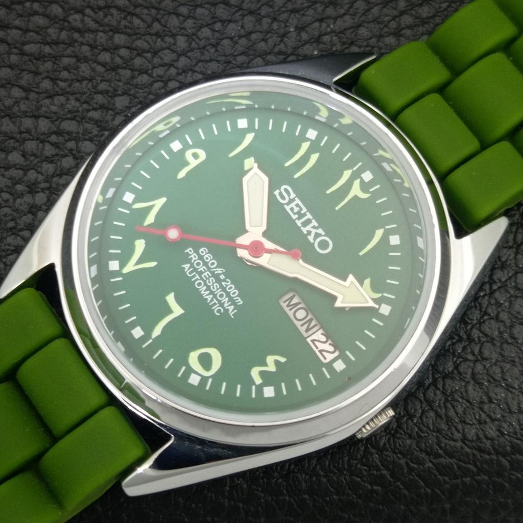 ВИНТАЖНЫЕ ОТРЕМОНТИРОВАННЫЕ МУЖСКИЕ АВТОМАТИЧЕСКИЕ ЧАСЫ SEIKO 6309A ЯПОНИЯ ЗЕЛЕНЫЙ ЦИФЕРБЛАТ a442732-1