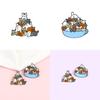 Adorable Cat Playing In Bowl Cartoon Animal Brooch Perfect For Unique Fashion Accessories