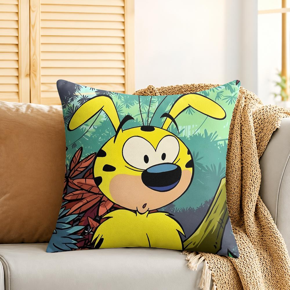 MMarsupilami Anime Cushion Cover Silky Short Plush Invisible Zipper Dustproof Sofa Pillow Case For Home Decor