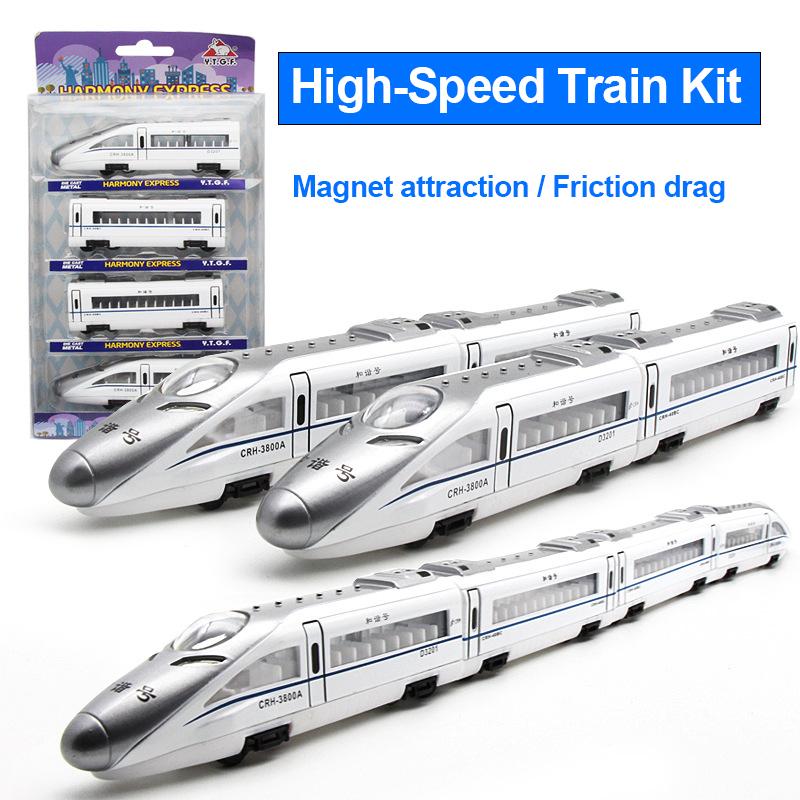 4 шт./лот сплава модель поезда высокоскоростная железная дорога метро инерционные магнитные детские игрушки модель автомобиля игрушечный трек поезд игрушки подарок B118