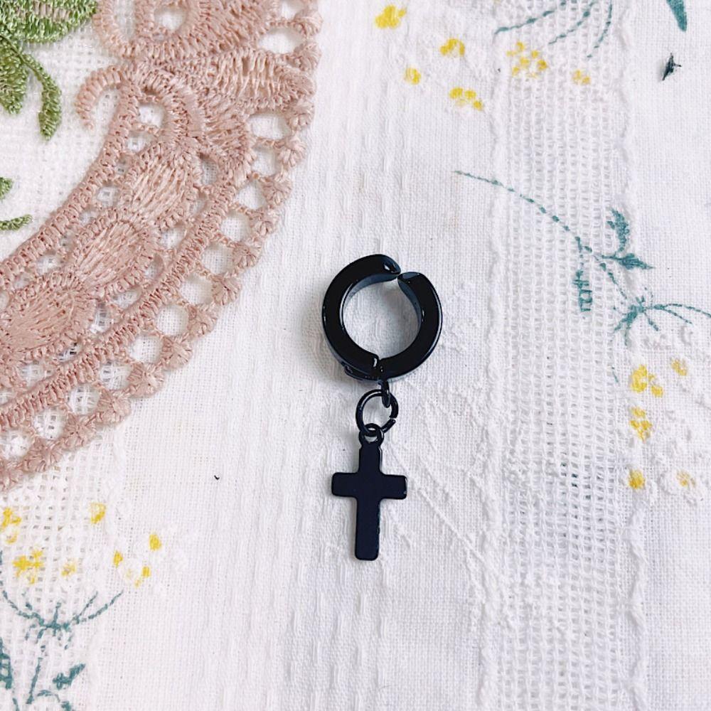 Hexagram Doll Stud Earrings Chain Black Plush Doll Earring Cotton Doll Accessories