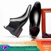 2024 Men's Genuine Leather Chelsea Boots - Velvet-Lined, Formal Square Toe, High Top, Double Elastic.