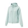 Li Ning Fitness Series Sports Casual Solid Color Hooded Zip-Up Sweatshirt Women Sweatshirt Gray-Green AWDV412-5