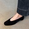 Модные женские туфли-лодочки из черной замши, винтажные, с квадратным носком, для работы, одинарные, модные, слипоны, на толстом каблуке, для женщин, на низком каблуке, женские