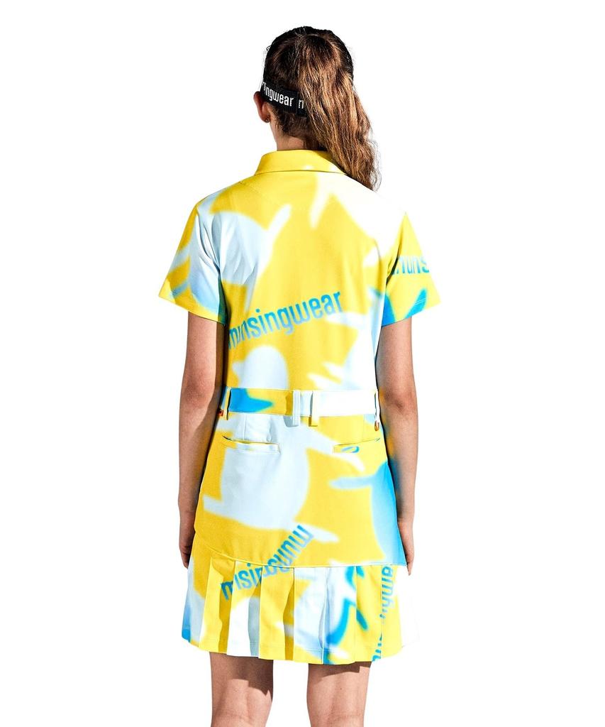 Цельный купальник с градиентным принтом пингвина на молнии до половины, солнцезащитный, впитывающий пот, быстросохнущий, для гольфа MEWXJJ01 YL00 [Munsingwear] [ENVOY] для женщин (желтый)