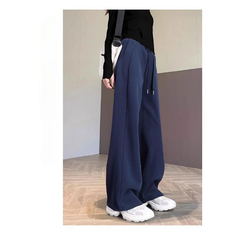 Fashionable High-Waisted Fleece-Lined Wide-Leg Pants for Women Autumn and Winter, Warm and Cozy Banana Trousers