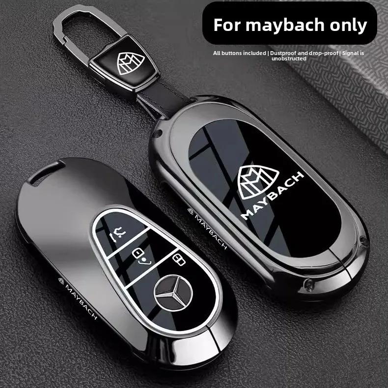 PZQ2 Alloy Style Car Key Case Cover Shell For Mercedes Benz A C E S G Class GLC CLE CLA GLB GLS W177 W205 W213 W222 X167 AMG Keychain