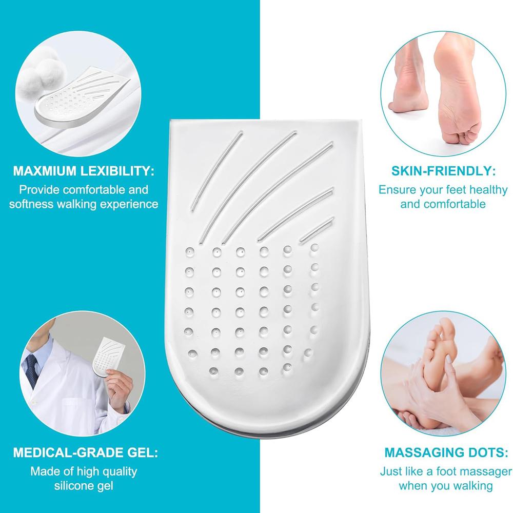 2 Pairs of 3-Layer Adjustable Heel Wedge Pads for Supination and Pronation Correction - Silicone Heel Insoles for Foot Alignment and Knee Pain Relief