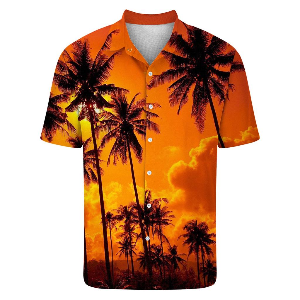 Men's Hawaiian Printed Button Short Sleeve Shirts Men's Casual Fashion Short Sleeve Shirts