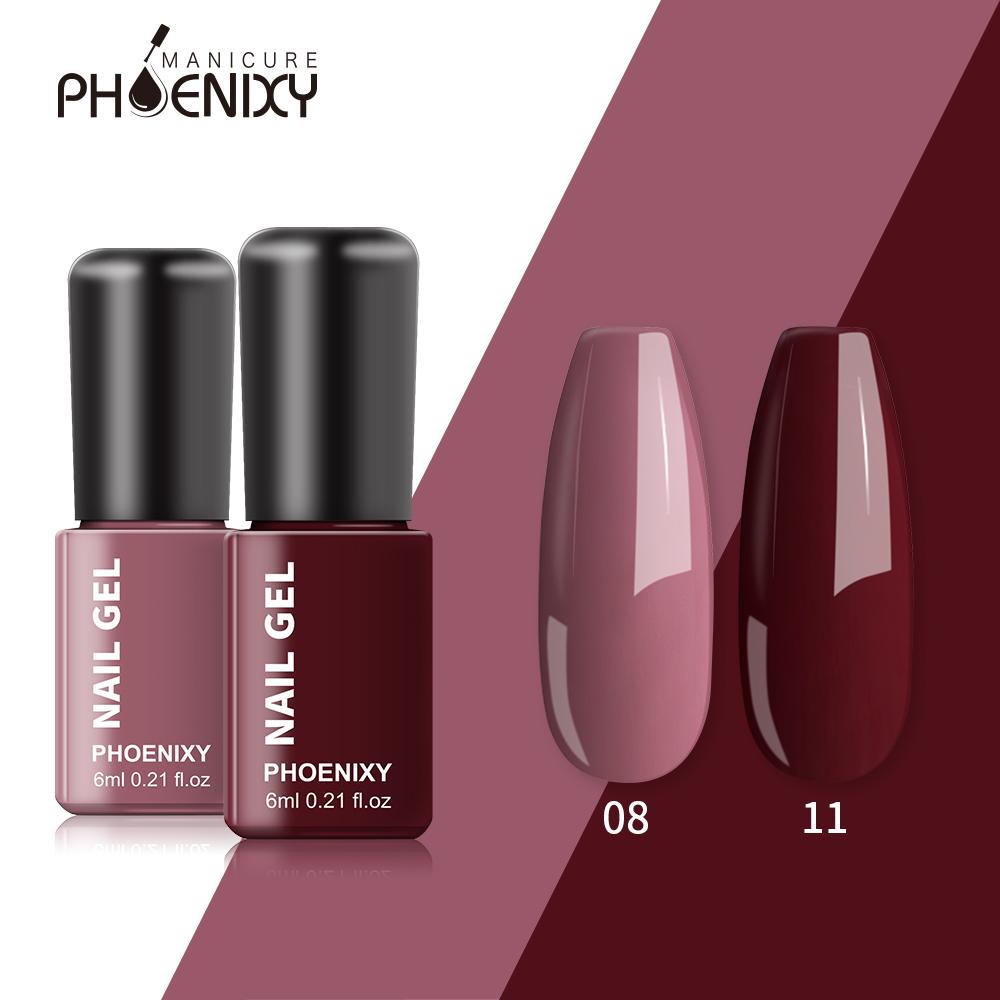 PHOENIXY 2PCs 6ml Nail Gel Varnish Kit: UV Gel Nail Colorful Sequins Gel Polish, Lasting Glitter Soak Off Varnish