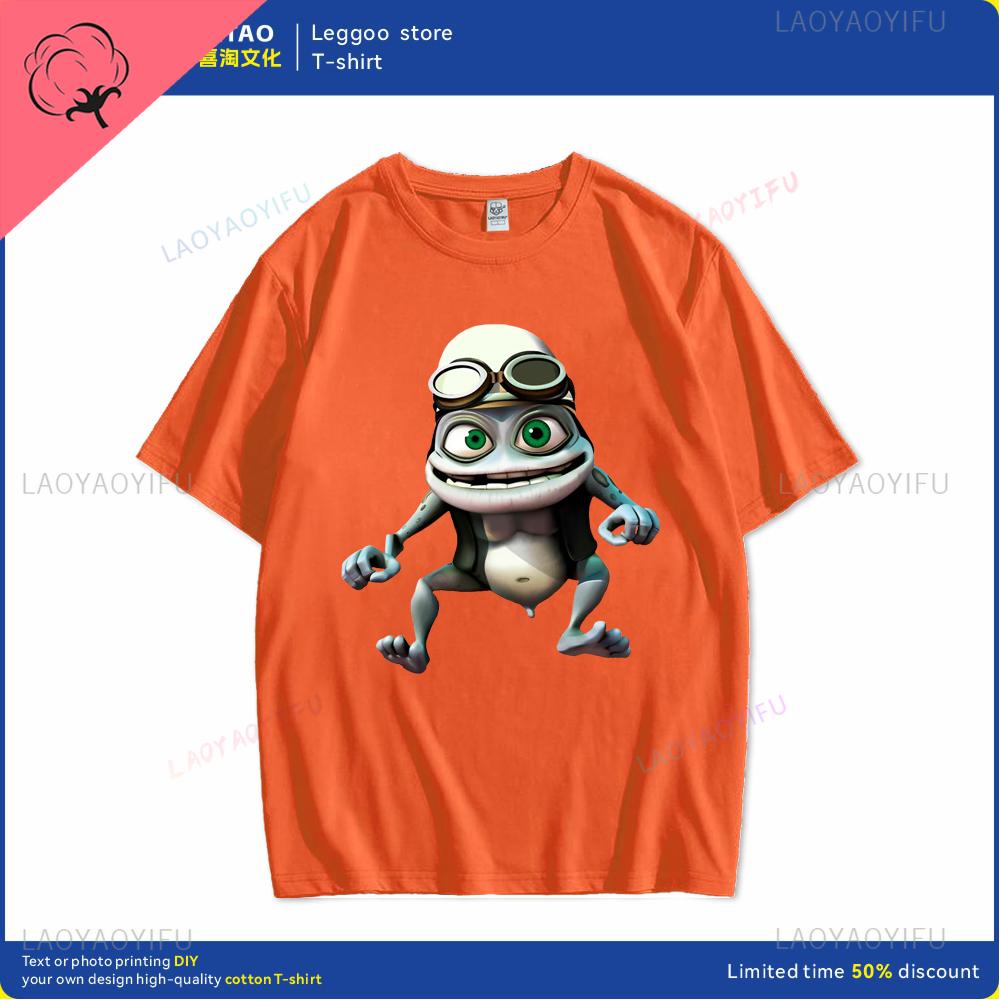 Футболка Crazy Frog Футболка Crazy Frog Хлопковая Футболка с принтом Короткий рукав Повседневная Мужская Милая Футболка Хип-хоп Харадзюку Стритвир