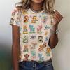 3D Printed Cowboy Horse T-Shirt For Women Colorful Animal Graphic T Shirts Summer Loose Tees Short Sleeves Round Neck Tops