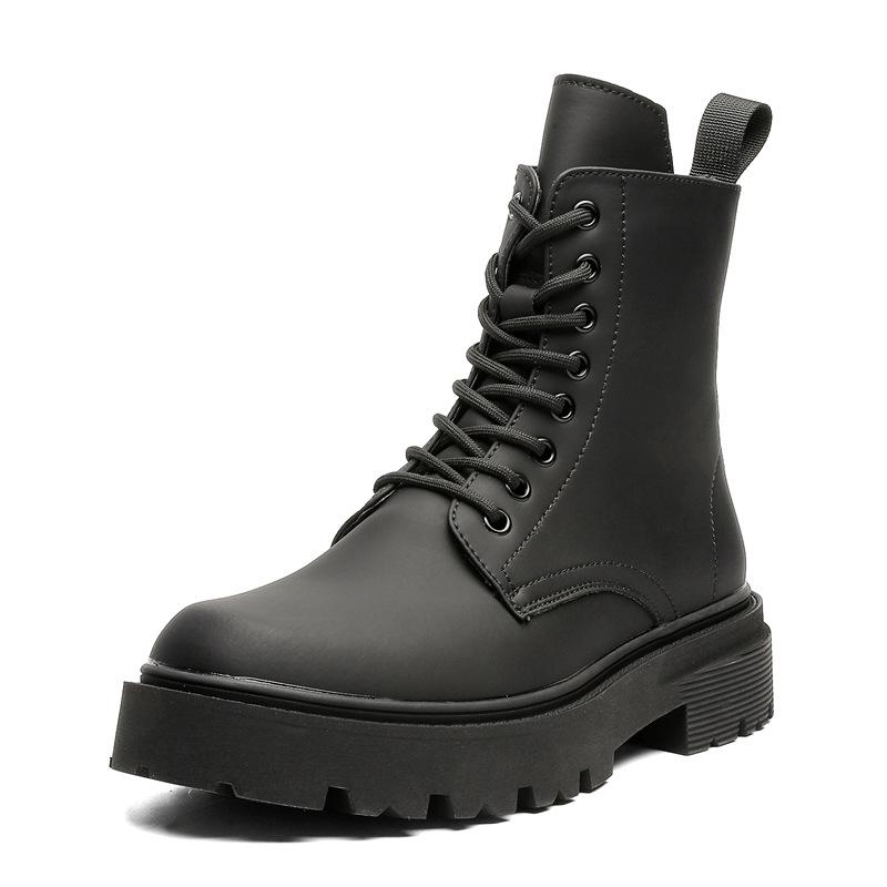 Высокие кожаные ботинки Мартин мужские в британском стиле 2024 новая модель ботинки-локомотивы увеличивающие рост кожаные ботинки 9056-J