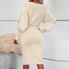 Women's Fall And Winter Fashion Sexy Slim Waisted Package Hip Dating Long Sleeve Dresses