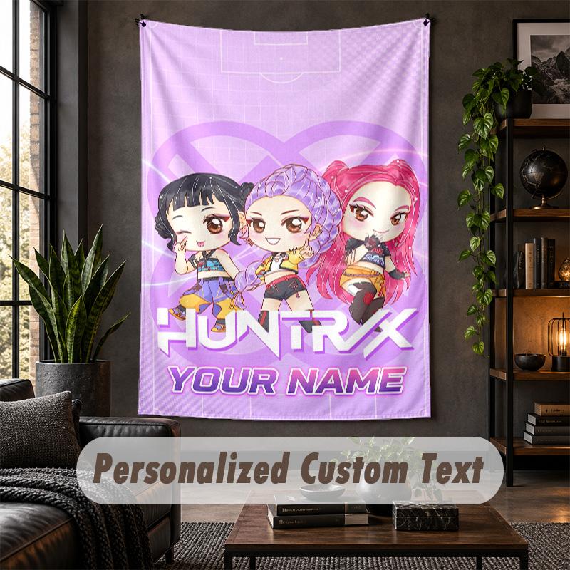 Wall Tapestry Kpop Demon Hunters Print Custom Name Text Wall Hanging Home Decor