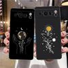 Чехол для телефона Google Pixel 8 7 6 Pro 8A 7A 6A ТПУ Оболочка Мягкий силикон Ударопрочный Черный Чехол Простота Линейный рисунок солнце луна