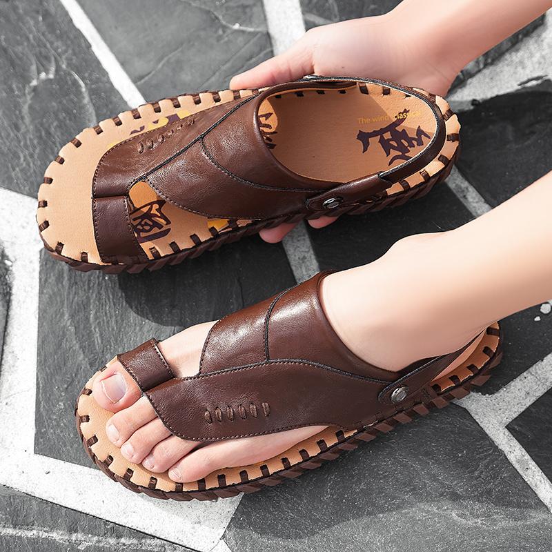 Fashion 2025 Handmade Summer Casual Mens Sandals Soft Sole Non-Slip Design with Breathable Lining Lightweight Comfort for Daily Wear