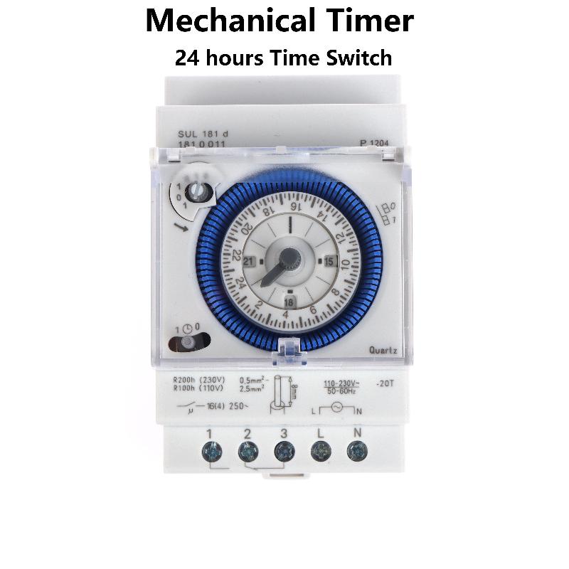 Промышленный переключатель управления временем Sul181D 110-230 В Реле времени 24-часовой переключатель управления временем Установка на DIN-рейку Механический таймер