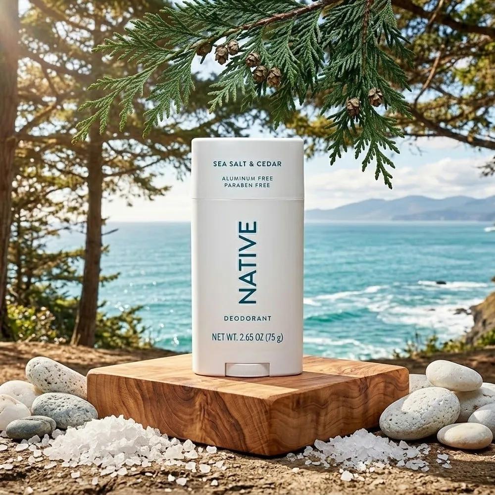 NATIVE Aluminum-Free Deodorant Stick 75g Sea Salt Cedar Scent