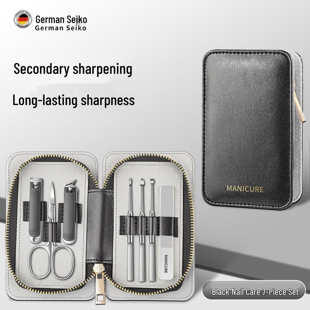 High-Grade 7-Piece Stainless Steel Nail Clipper & Manicure Tool Set with Ear Pick & Nail Scissors