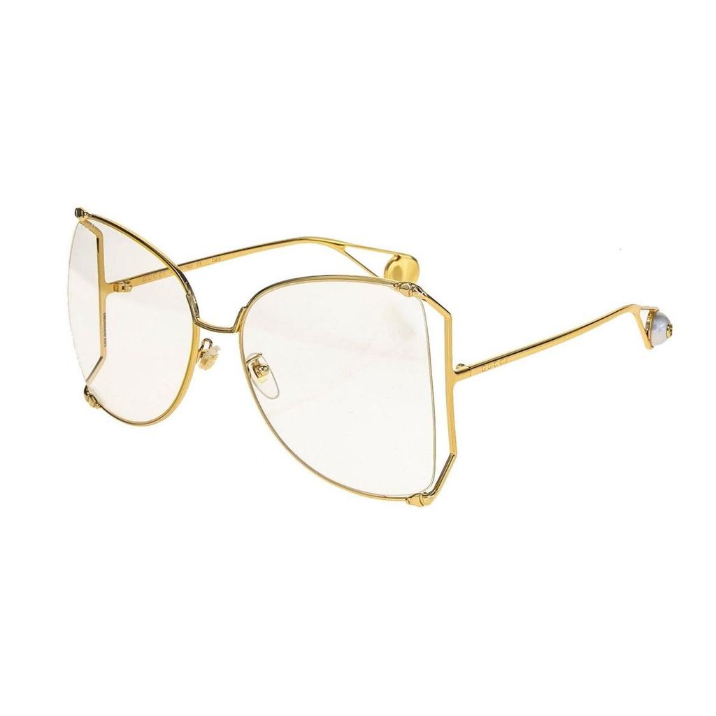 Gucci Side Mirror Leg Irregular Shape Sunglasses Women sunglasses Gold GG0252S-001