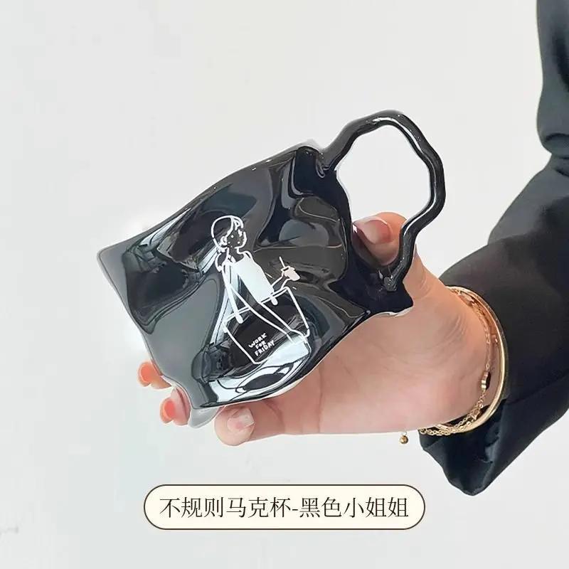 Керамическая кружка с английскими буквами и парами, винтажная чашка для завтрака, кофе, чашка для молока, чашка для питья, современная простая посуда для питья