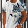 Футболка мужская повседневная с 3D-принтом и рисунком волка, летняя, для активного отдыха, свободная, удобная, спортивная, с короткими рукавами, уличная мода, топы с круглым вырезом