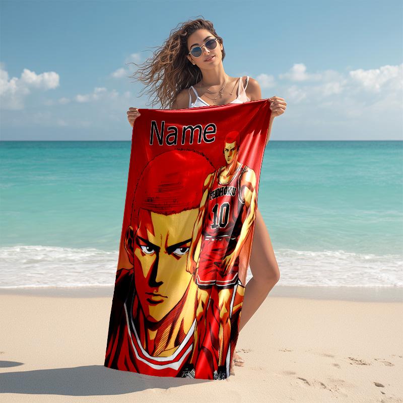Personalized customized proof beach towel with Sakuragi Hanamichi pattern - soft, absorbent,quick-drying,perfect swimming,camping&bathing