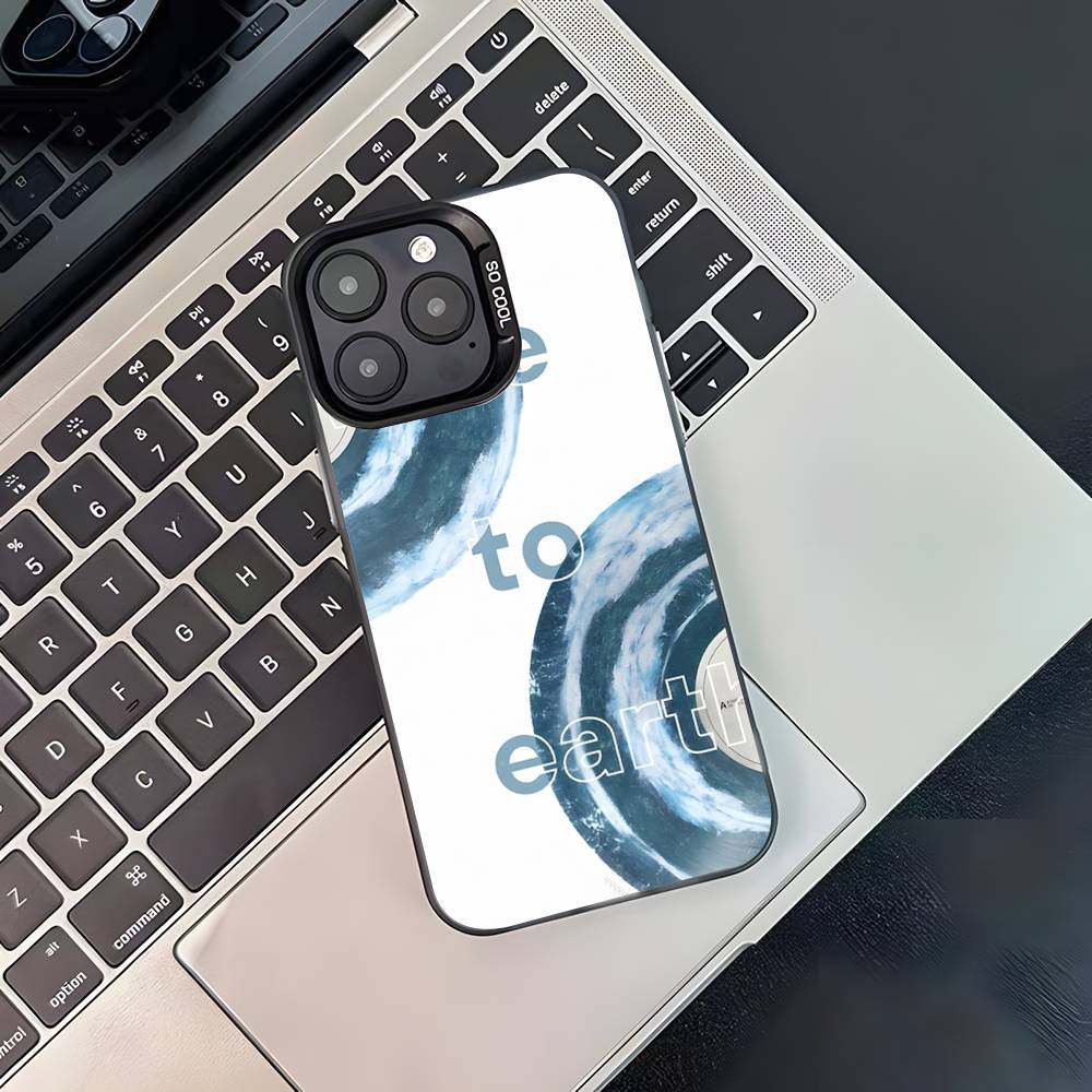 Чехол для телефона Wave To Earth Summer Flows для iPhone 17,16,15,14,13,12,11,Pro,Max,Plus,Черный Матовый Ударопрочный Чехол