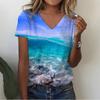 Summer V-neck 3D Infauna Printed Top Fashionable Casual Short Sleeved Women's T-shirts