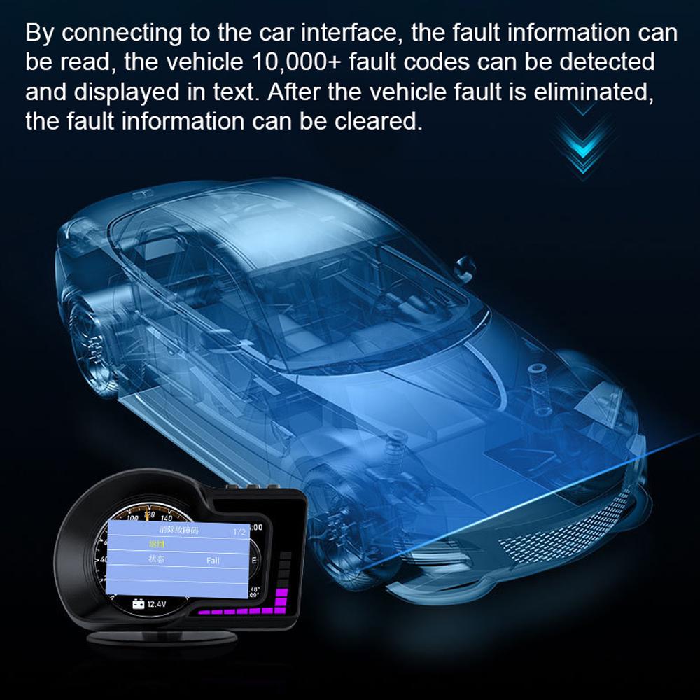 Автомобильный HUD-дисплей, цифровой GPS-спидометр, двойной системный дисплей со скоростью/часами/об/мин/водой и маслом