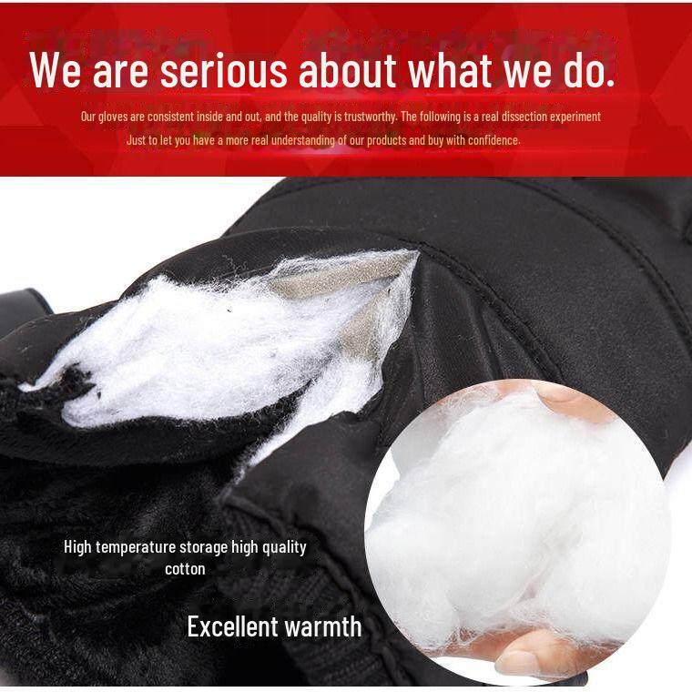 Мужские зимние водонепроницаемые хлопковые велосипедные перчатки: Теплые, с бархатной подкладкой, непродуваемые, идеальны для мотоциклизма, активного отдыха и катания на лыжах.