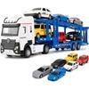 1/32 Truck Toy Carrier Truck with Sounds and Lights, Pull Back Transporter Truck Trailer, Transport Toy Car Construction Truck Toy for Kids and Adult