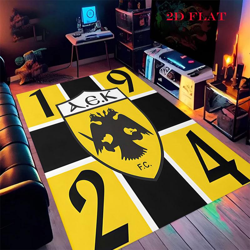 AEK Athens F.C logo Carpet Rug for Living Room Bedroom Home Sofa Decoration,Kids play Nonslip Floor Mat