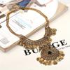 1pcs Vintage Exaggerated Luxury Tassel Coin and Gemstone Chain Necklace