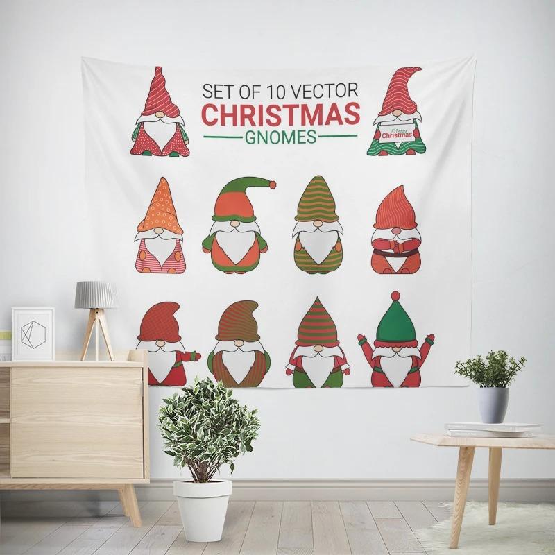 Рождественский новогодний узор с изображением гнома-гнома для гостиной и спальни, декоративный гобелен