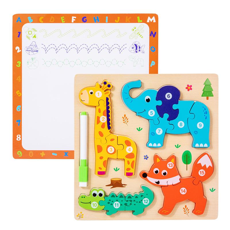 Children'S Early Education Puzzle Two-In-One Character Puzzle Drawing Board Exercise Hand-Eye Coordination Role Cognitive Toy
