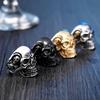 Beier European American Retro Punk Skull Ring - Gold-Plated Stainless Steel