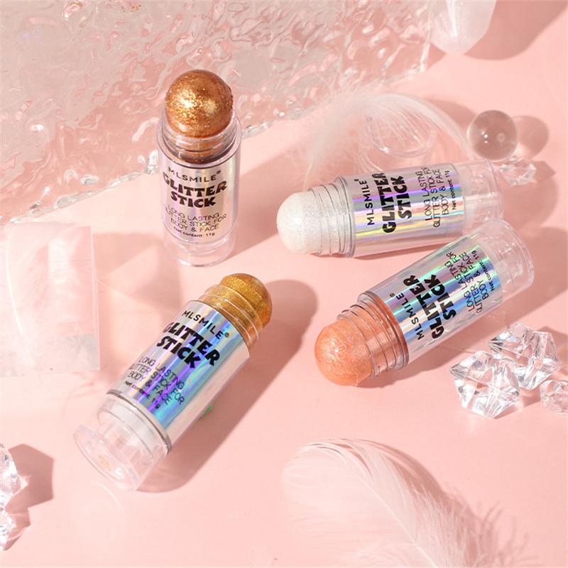 Крем-хайлайтер с бриллиантовыми блестками Pearl Fine Flash для лица Natural 3D Contouring Full Body Highlight Stick Cosmetic Tool