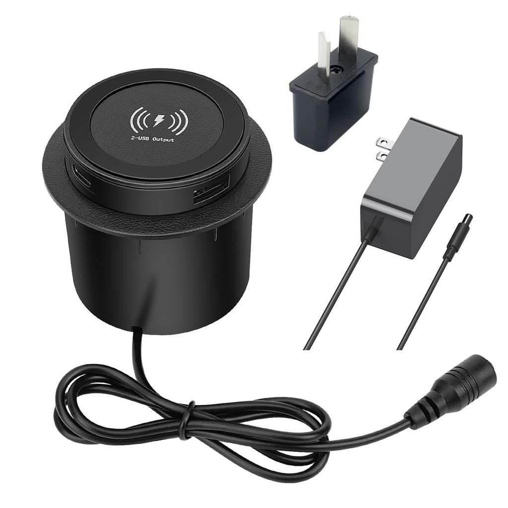 46 Вт мебель настольный встраиваемый стол беспроводная зарядная станция QC3.0 USB тип C PD быстрая зарядка для iPhone 13 14 12 Samsung S23