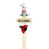 Пасхальные колышки для растений Деревянный знак «Добро пожаловать» на крыльцо с божьей коровкой и полимерным кроликом для декора помещений, улицы, двора, газона, дорожки, террасы, цветочных горшков