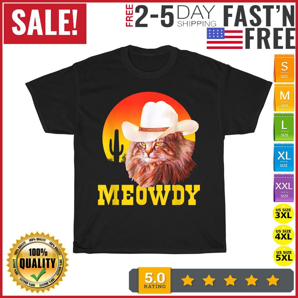 Meowdy! Funny Country Music Cat Cowboy Hat Vintage T Shirt Mens Womens Tees Top Men Women Kid Fashion