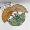 Hand-Woven Straw Fan Decorative Handmade Semicircular Woven Fan Summer Cooling Fan Handheld Fan Gift Home Decor