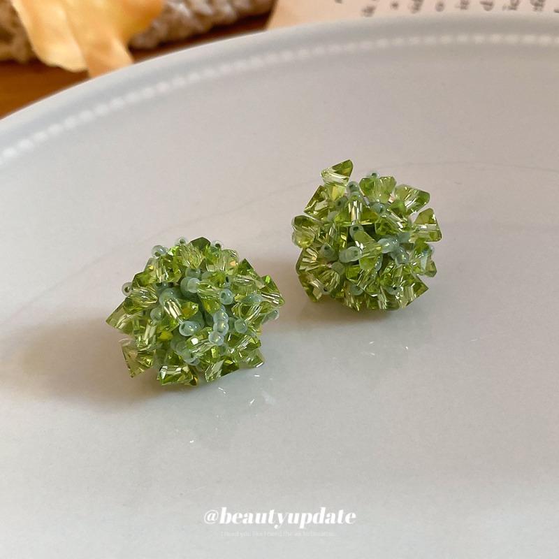 Серьги-феи с серебряной иглой и зеленым кристаллом, женские, пасторальные, нишевые, ручной работы, серьги с темпераментом, женские