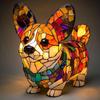 Cat Lamp Stained Resin Glass Night Light Soft Warm Glow 3D Animal-Themed LED Bedside Table Lamp Bedroom Decor